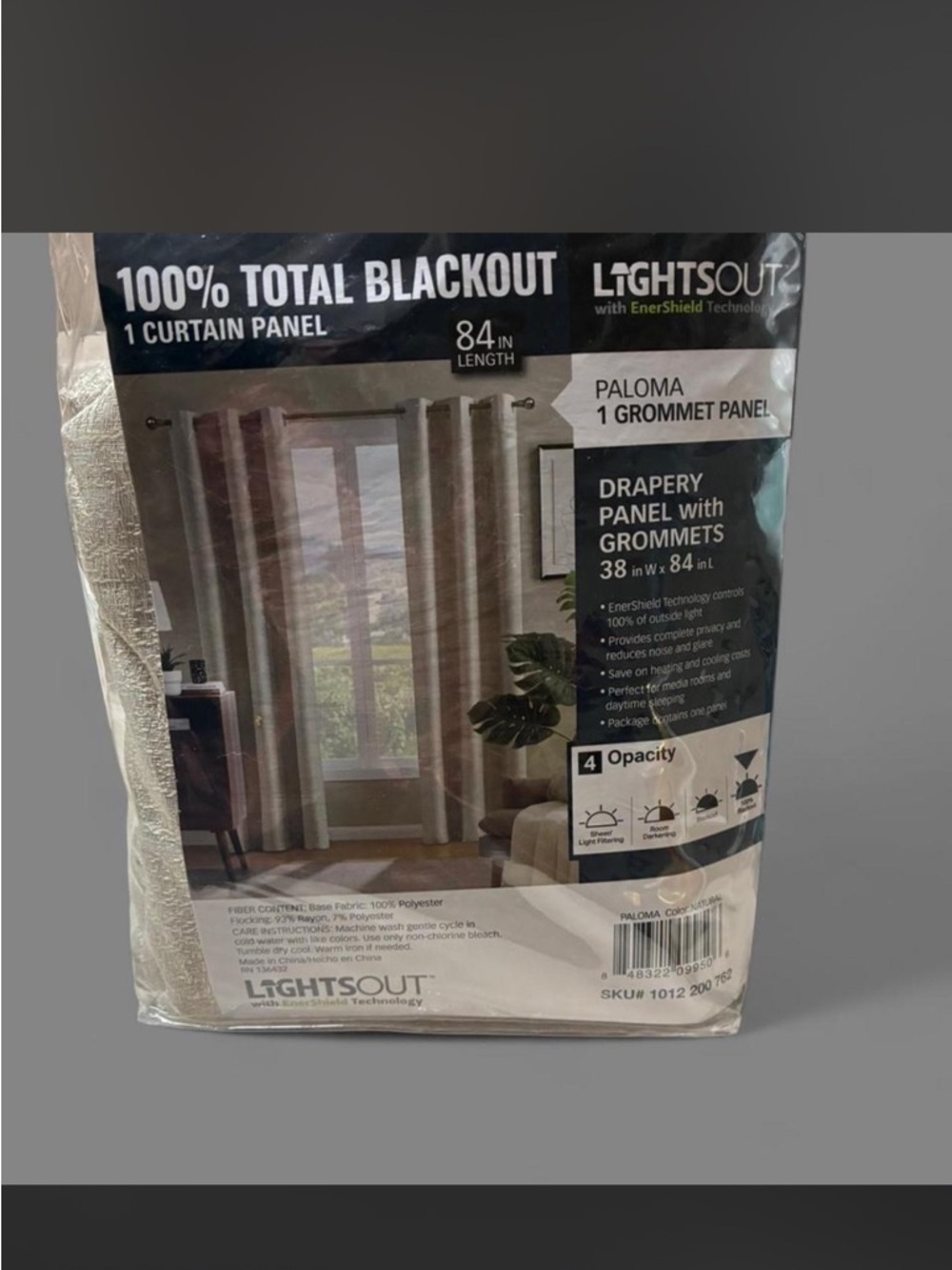 LightSout 100% Blackout Grommet Curtain Panel - Taupe NWT